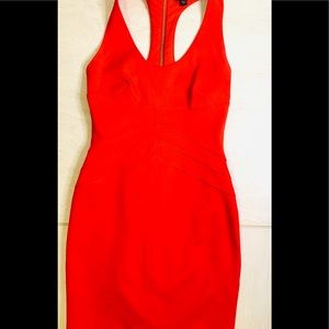 red bebe dress back gold zipper small Christmas